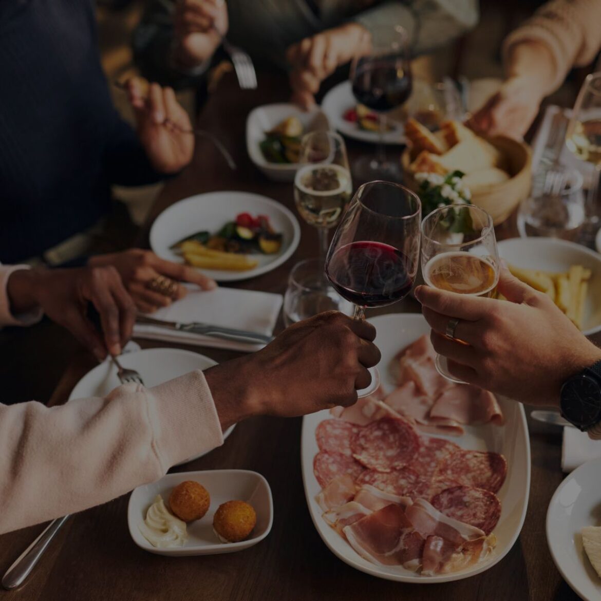 customers eating at a small business